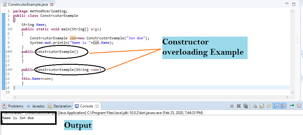 Constructor overloading in java