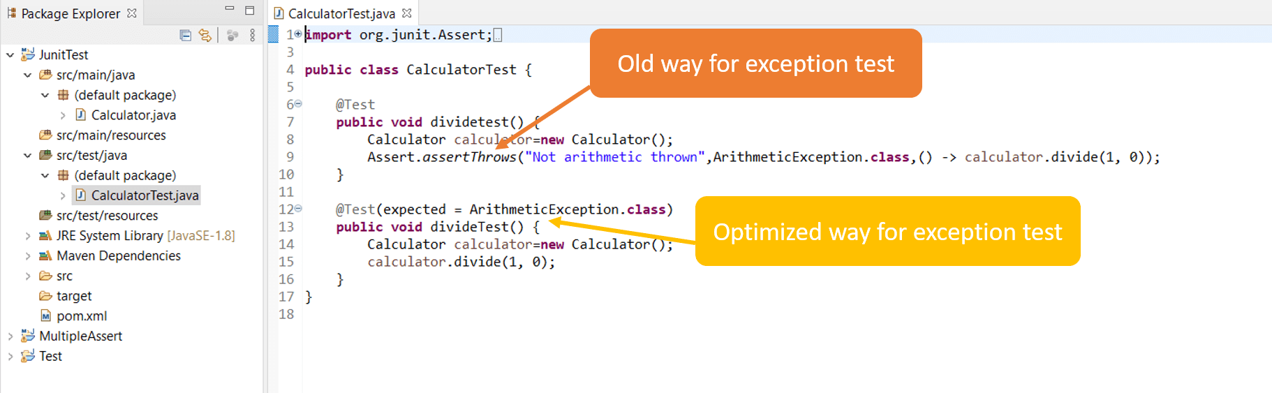 How to write test case for exception in Junit – BytesofGigabytes