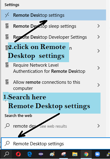 Remote Desktop connection setting